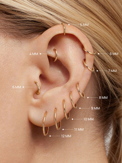 KOSINER 14K Solid Gold 18G (1.0mm) Hoop