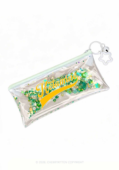 Yellow Ketamxxe Y2K Quicksand Transparent Pencil Pouch Cherrykitten