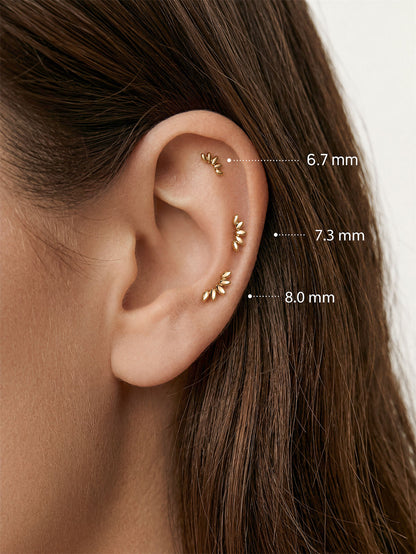 KOSINER 14K Solid Gold Glossy Petal Arc Flat Back Stud