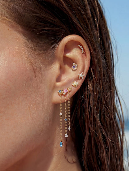 KOSINER Seaspritz 925 Sterling Silver Beach Conch Flat Back Stud