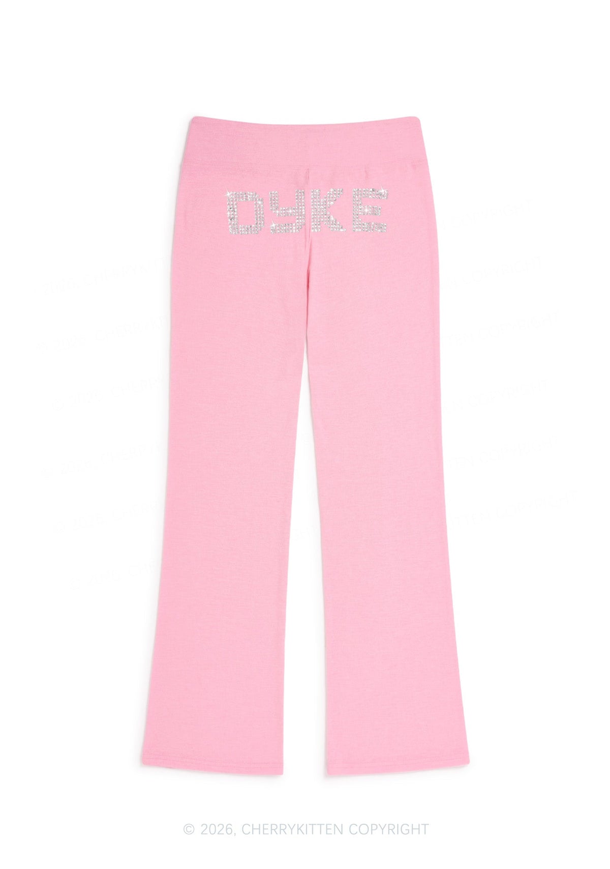 Rhinestone Dyke Pride Y2K Low Rise Drawstring Flare Pants Cherrykitten