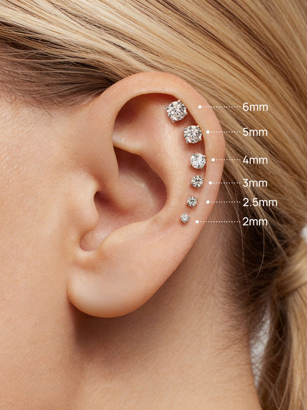 KOSINER 14K Solid Gold Minimalist Moissanite Flat Back Stud