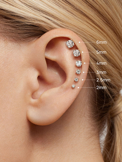 KOSINER 14K Solid Gold Minimalist Moissanite Flat Back Stud
