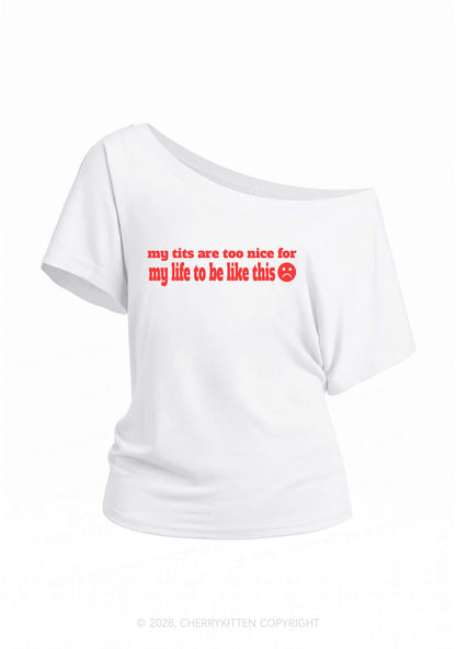 My Txts Are Too Nice Y2K Off Shoulder Tee Cherrykitten