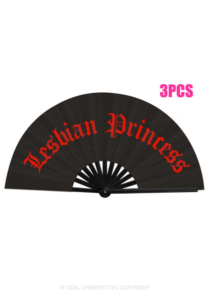 Lesbian Princess Pride Y2K Rave Hand Fan Cherrykitten