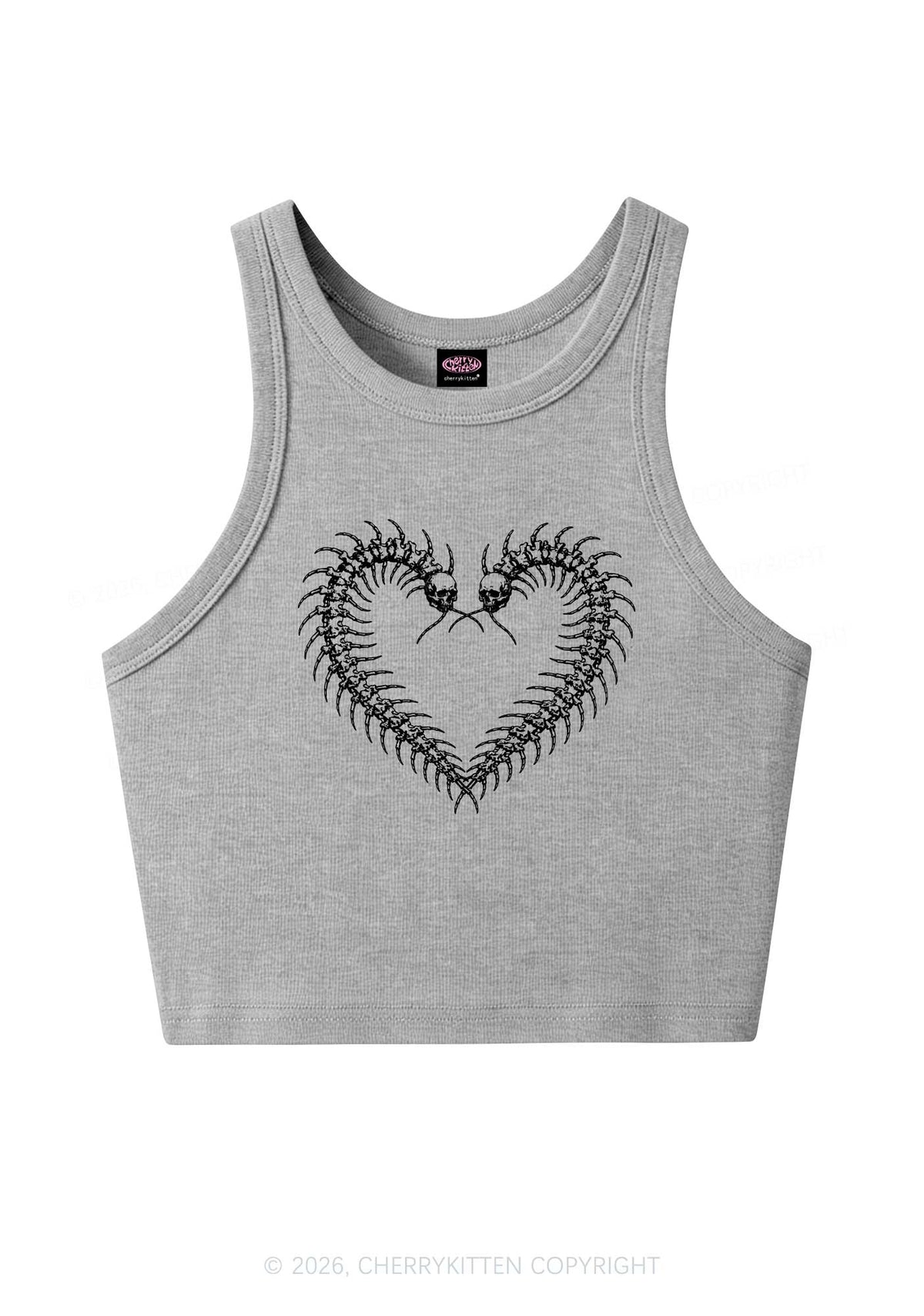 Halloween Centipede Heart Shape Y2K Crop Tank Top Cherrykitten