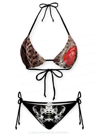 Halloween Anatomical Skeleton Y2K Print Bikini Set Cherrykitten