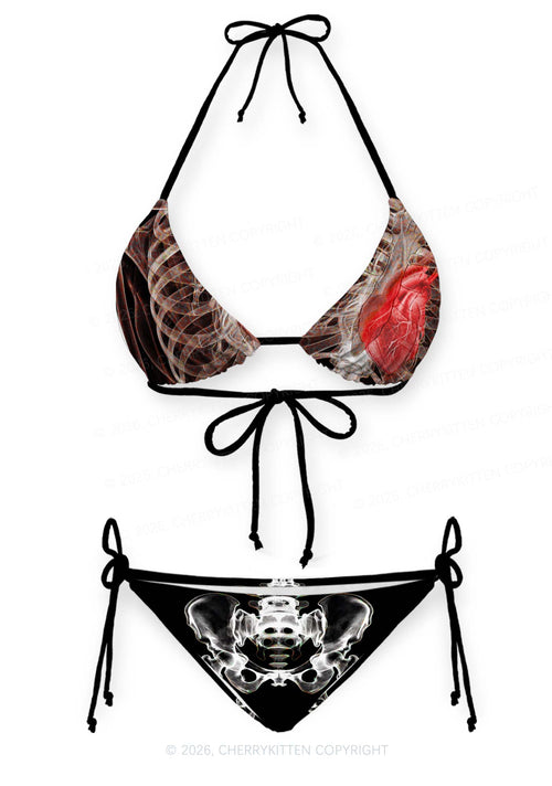 Halloween Anatomical Skeleton Y2K Print Bikini Set Cherrykitten
