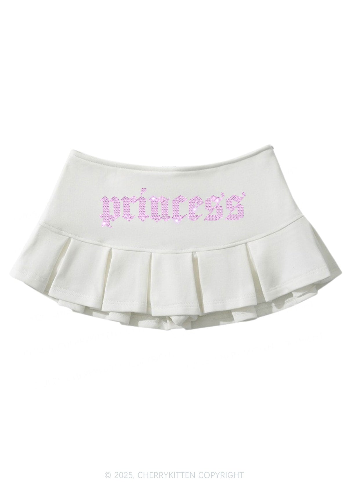 Rhinestone Princess Y2K Mini Pleated Skirts Cherrykitten
