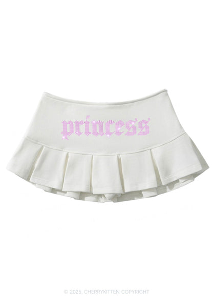 Rhinestone Princess Y2K Mini Pleated Skirts Cherrykitten