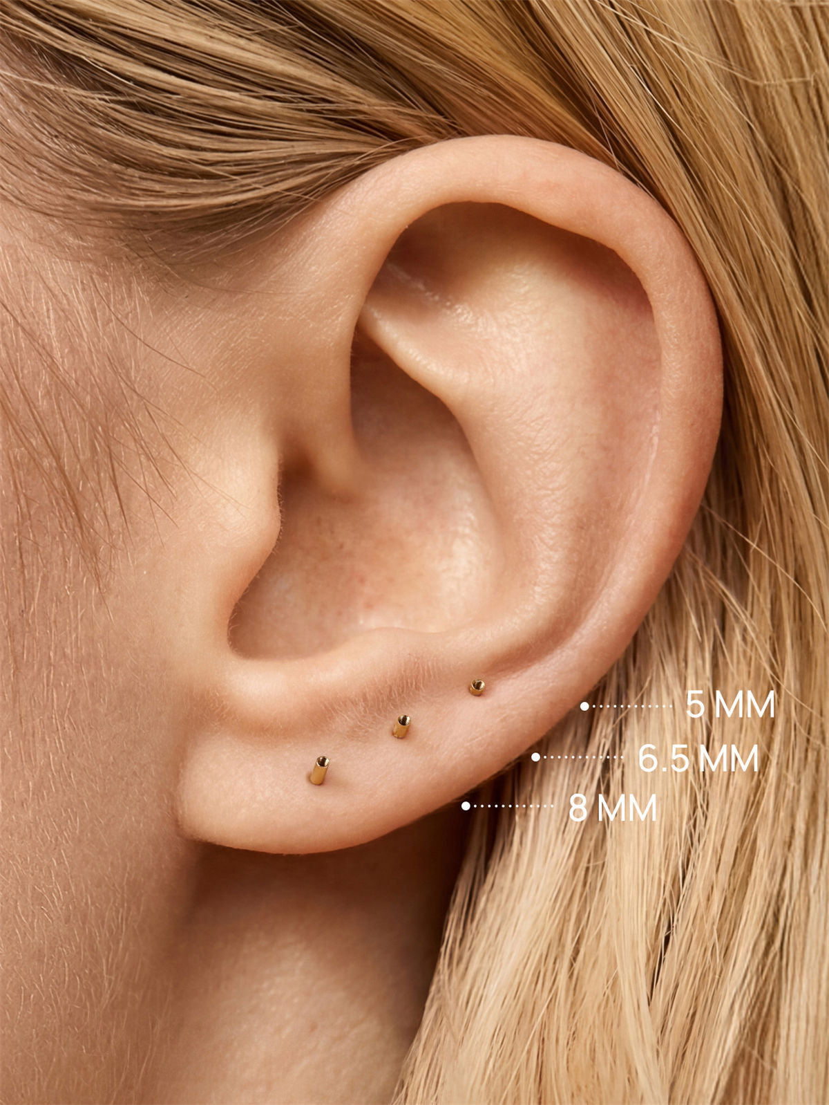 KOSINER 14K Solid Gold Multi-Sized 18G (1.0 mm) Flat Back Base