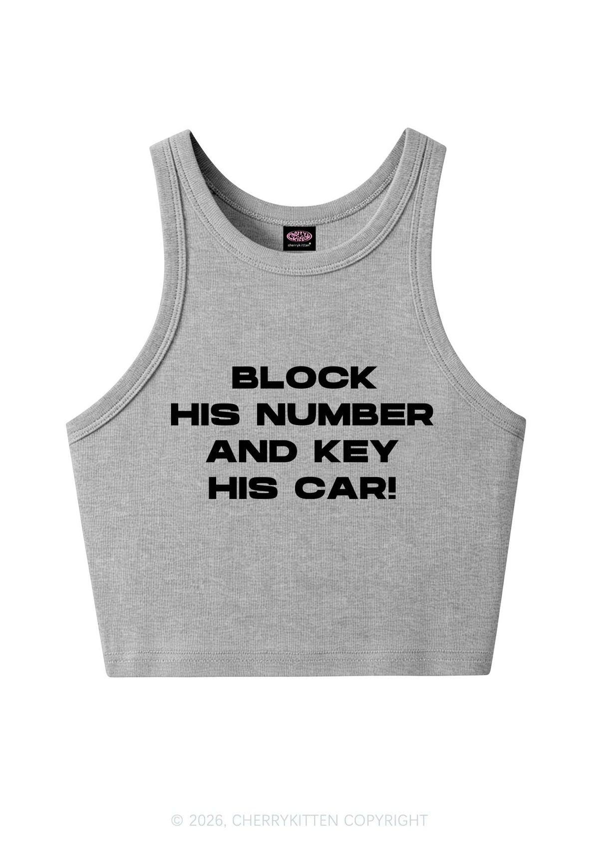 Block His Number Y2K Crop Tank Top Cherrykitten
