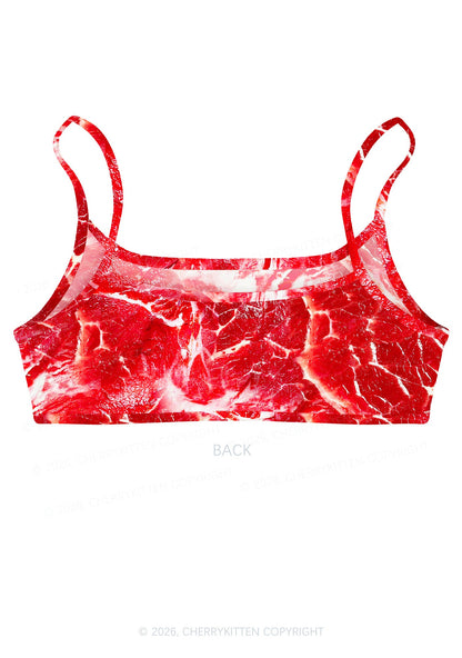 Beef Steak Texture Y2K Print Super Crop Cami Cherrykitten