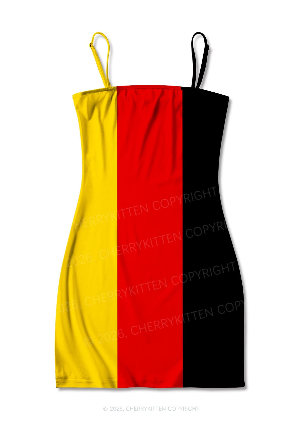 Black Red Yellow Stripe Y2K Print Slip Dress Cherrykitten