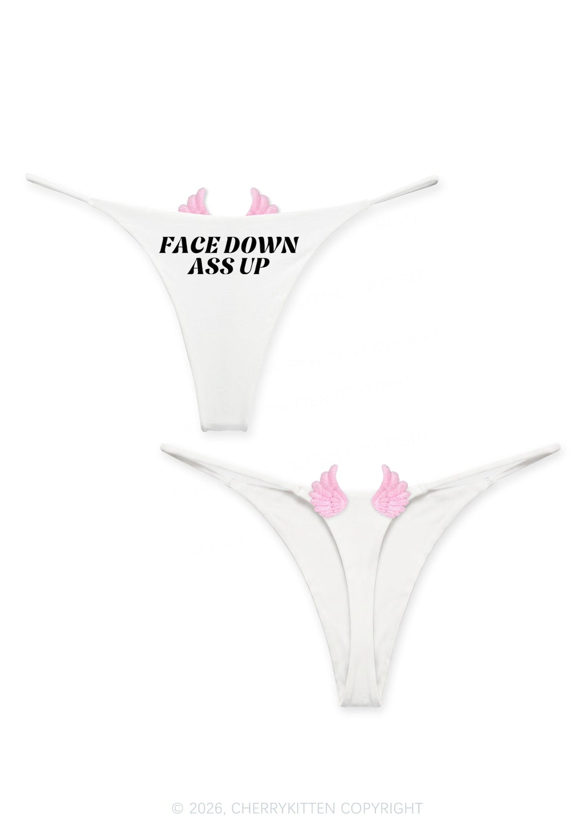 Face Down Axx Up Y2K Goth Angel Wings Bikini String Thong Cherrykitten