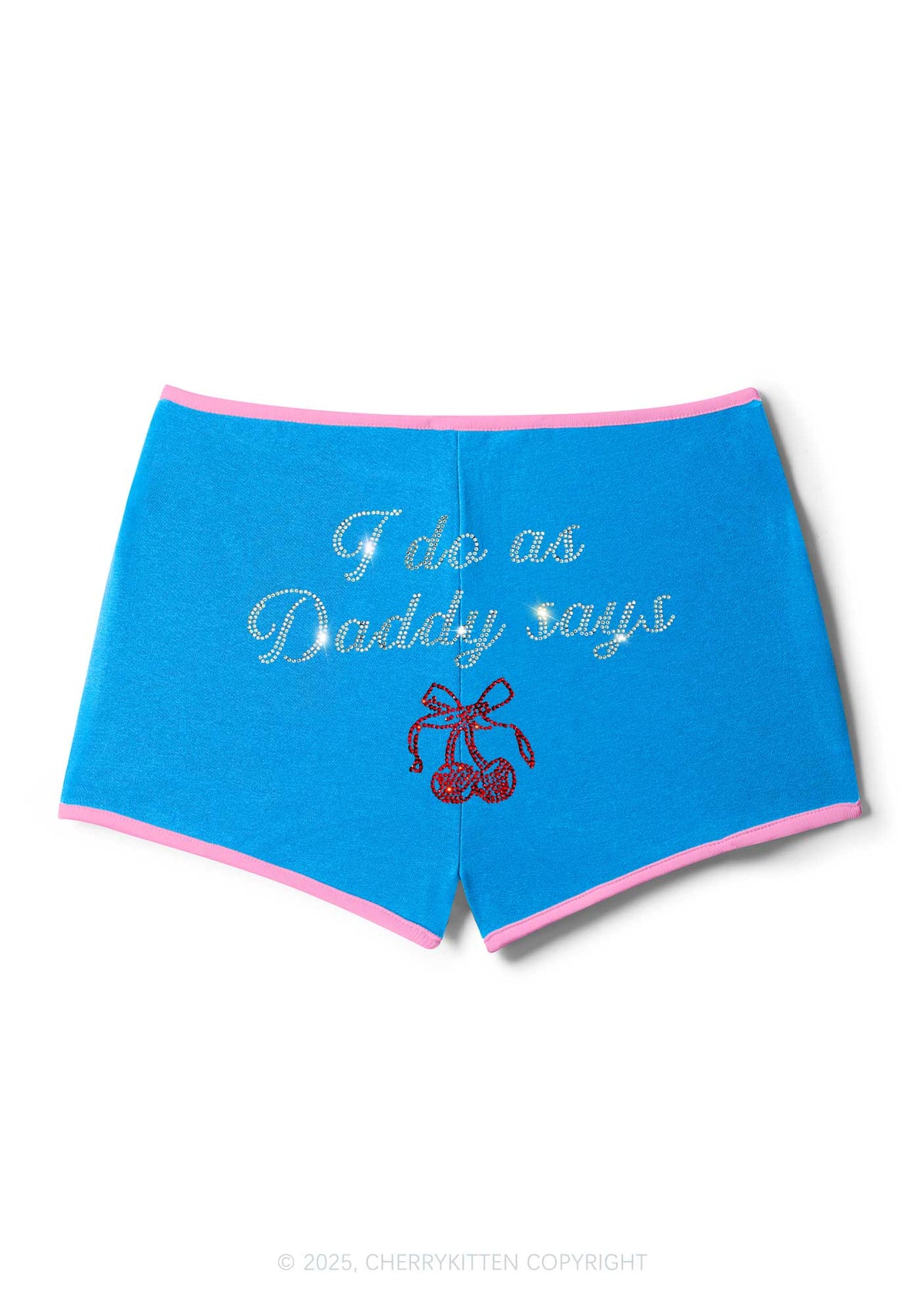 Rhinestone I Do As Daddy Says Y2K Booty Shorts Cherrykitten