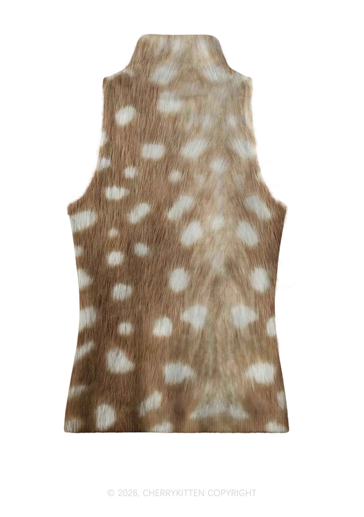 Deer Texture Y2K Knit Turtleneck Tank Top Cherrykitten