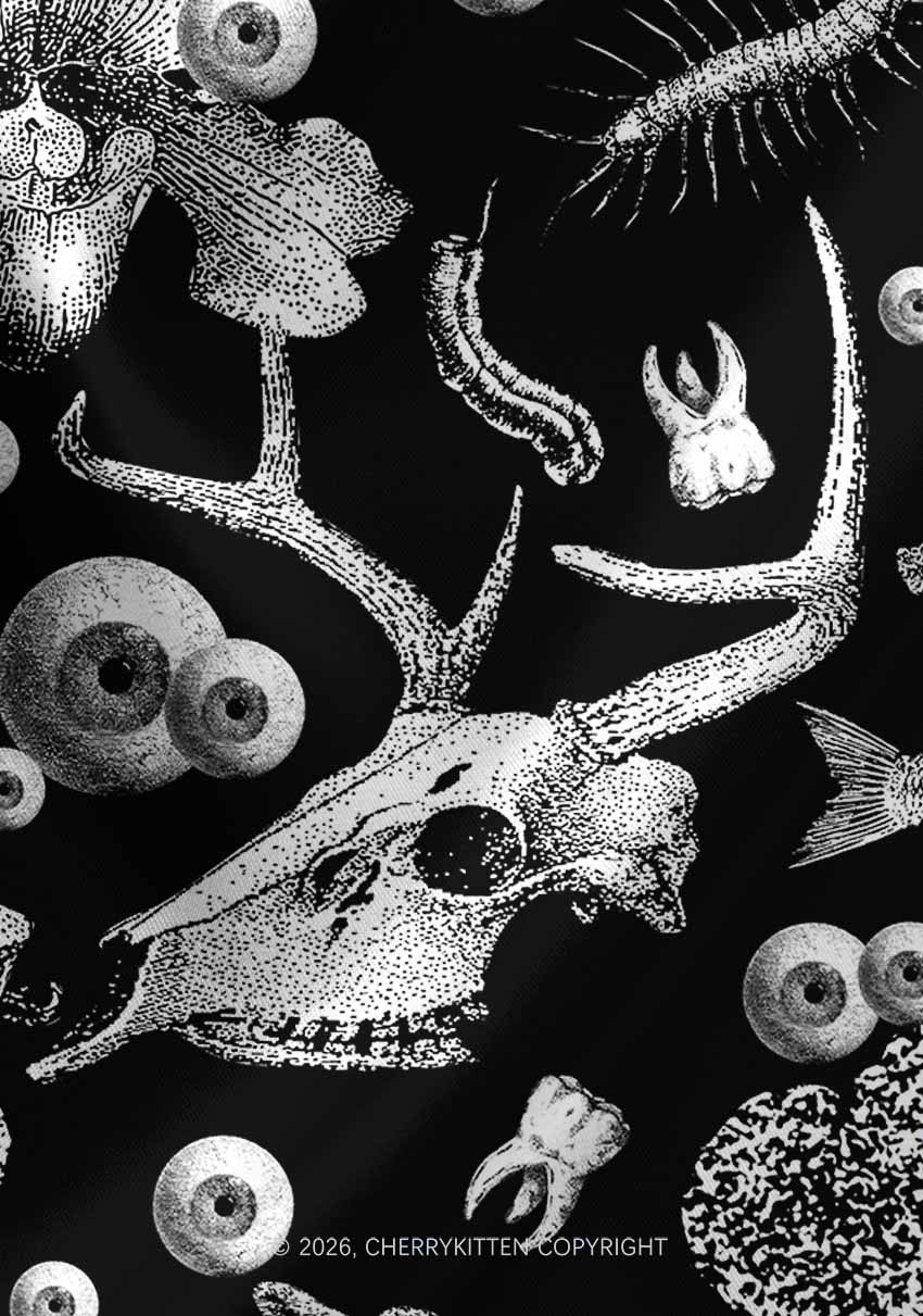Halloween Dark Sheep Bone Y2K Print Square Bandana Cherrykitten