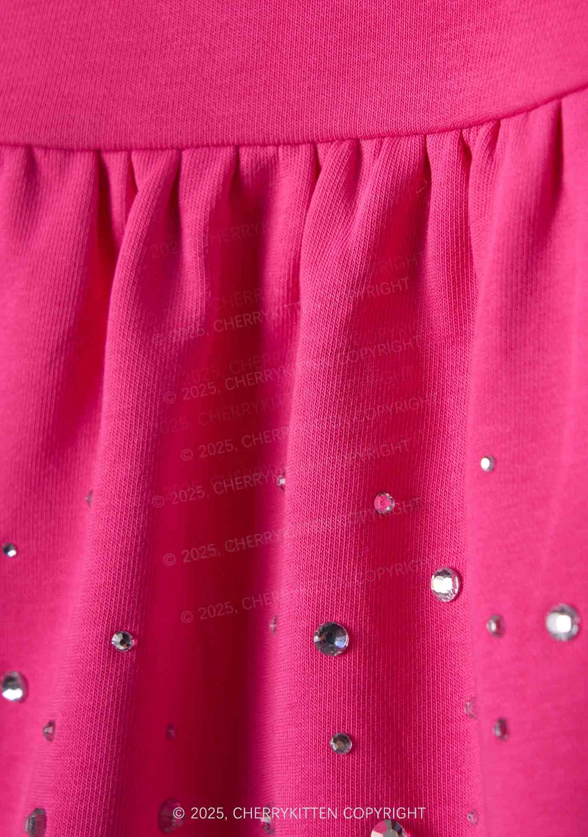 Spank Me Y2K Pink Ruffled Rhinestone Mini Skirt Cherrykitten