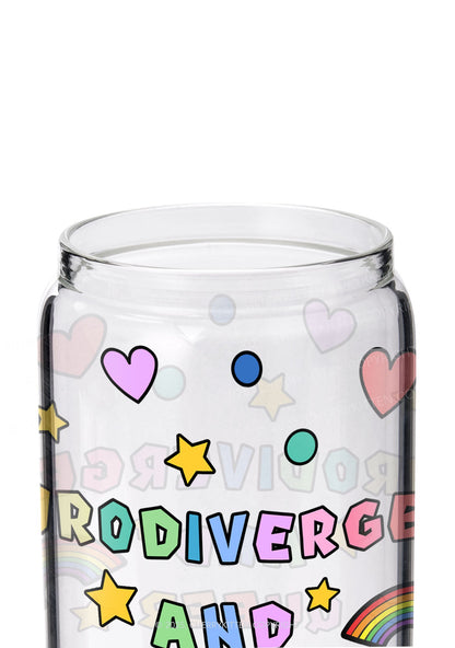 Neurodivergent And Queer Y2K Printed Glass Cup Cherrykitten
