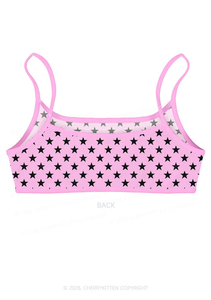 Black Star On Pink Y2K Print Super Crop Cami Cherrykitten