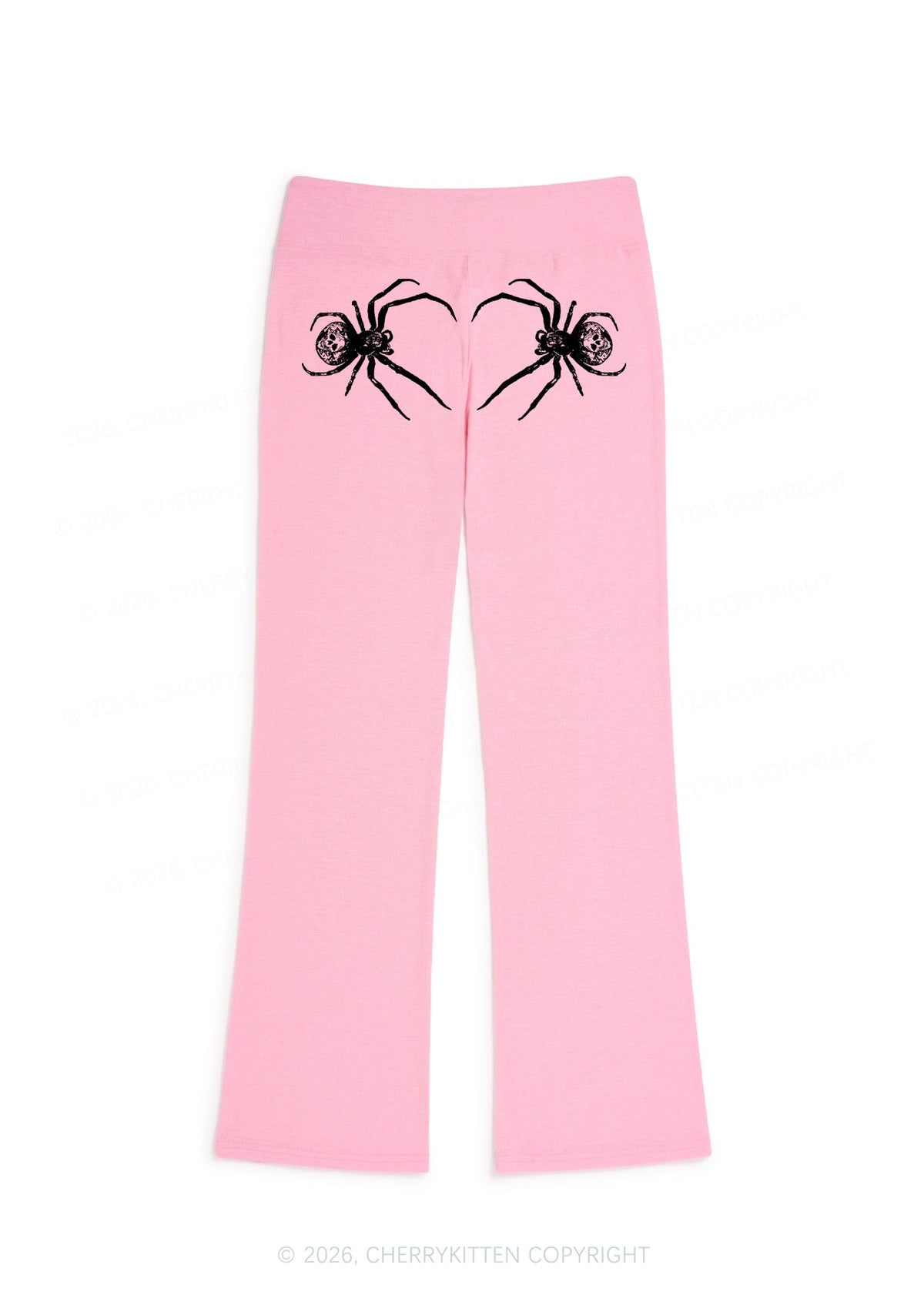 Skull Spider Y2K Low Rise Drawstring Flare Pants Cherrykitten