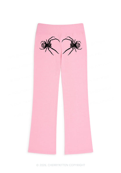 Skull Spider Y2K Low Rise Drawstring Flare Pants Cherrykitten