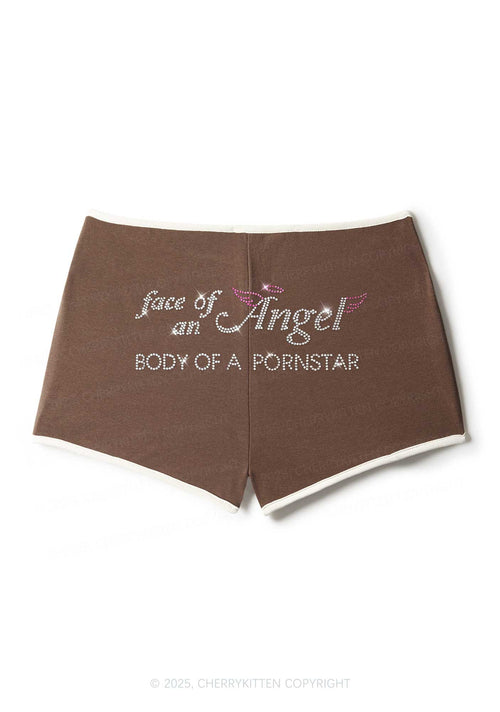 Rhinestone Face Of An Angel Y2K Booty Shorts Cherrykitten
