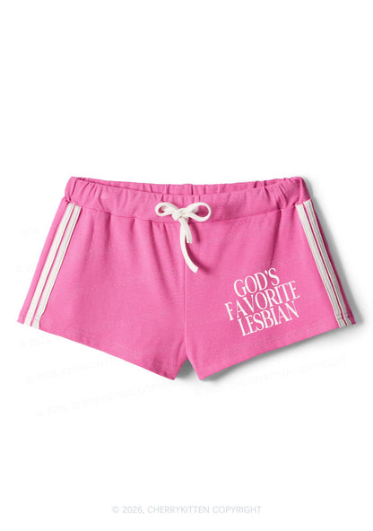 Gods Favorite Lesbian Pride Y2K Drawstring Mini Shorts Cherrykitten