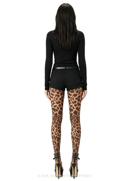 Leopard Thin Pantyhose Y2K Tights Cherrykitten