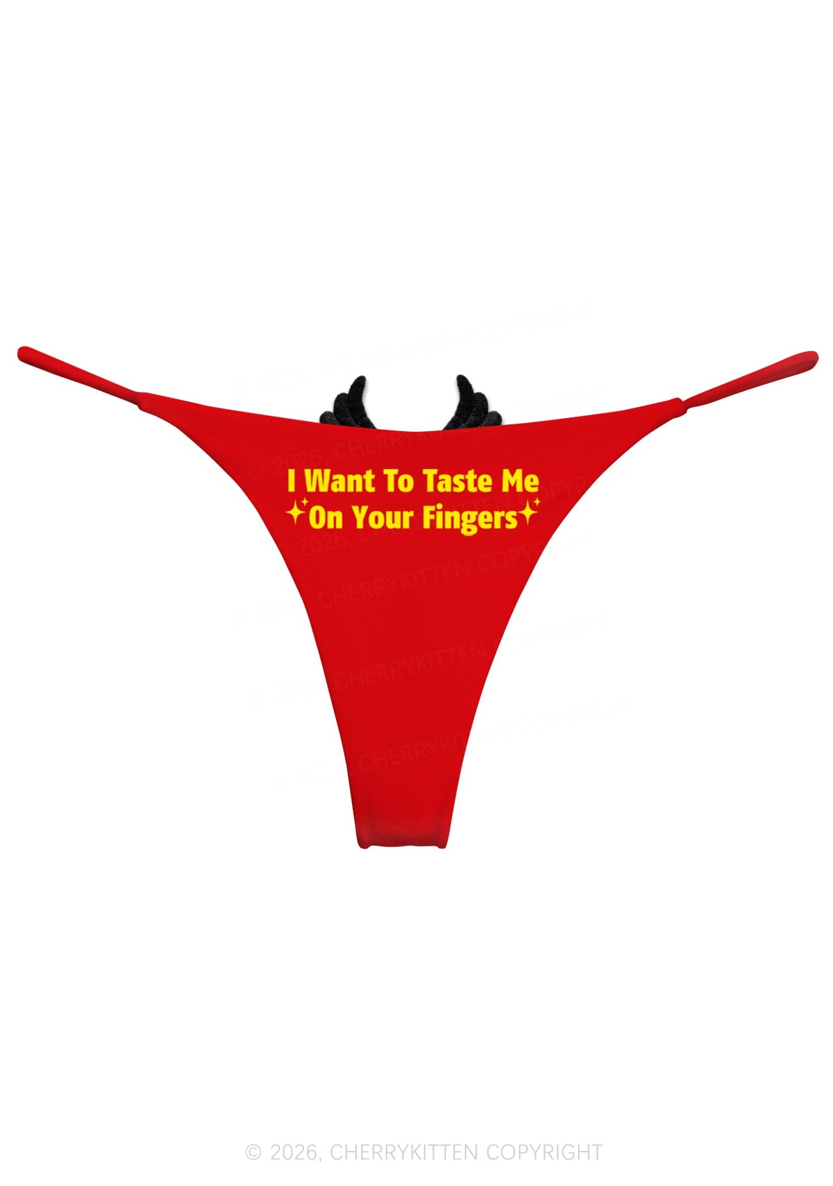 Taste Me On Fingers Y2K Goth Angel Wings Bikini String Thong Cherrykitten