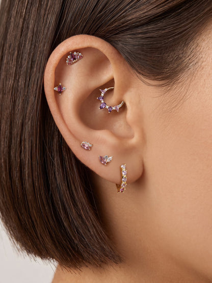 KOSINER Gem Garden 14K Solid Gold Gradient Amethyst Daith Clicker