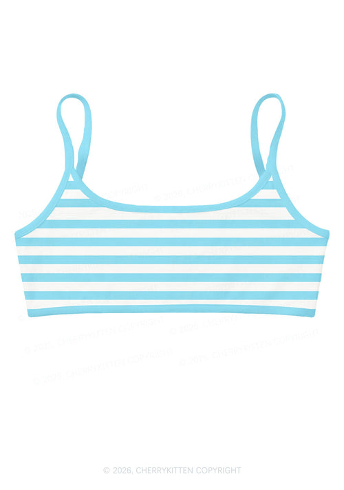Blue And White Stripes Y2K Print Super Crop Cami Cherrykitten