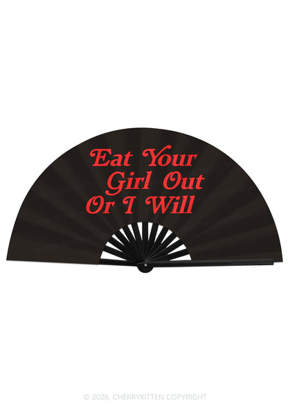 Eat Your Girl Out Y2K Rave Hand Fan Cherrykitten
