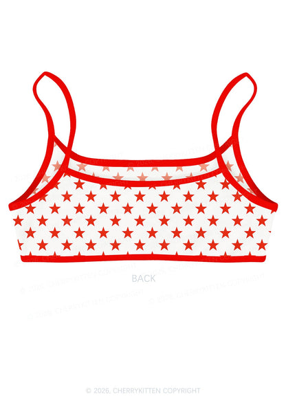 Red Slxt Star Y2K Print Super Crop Cami Cherrykitten