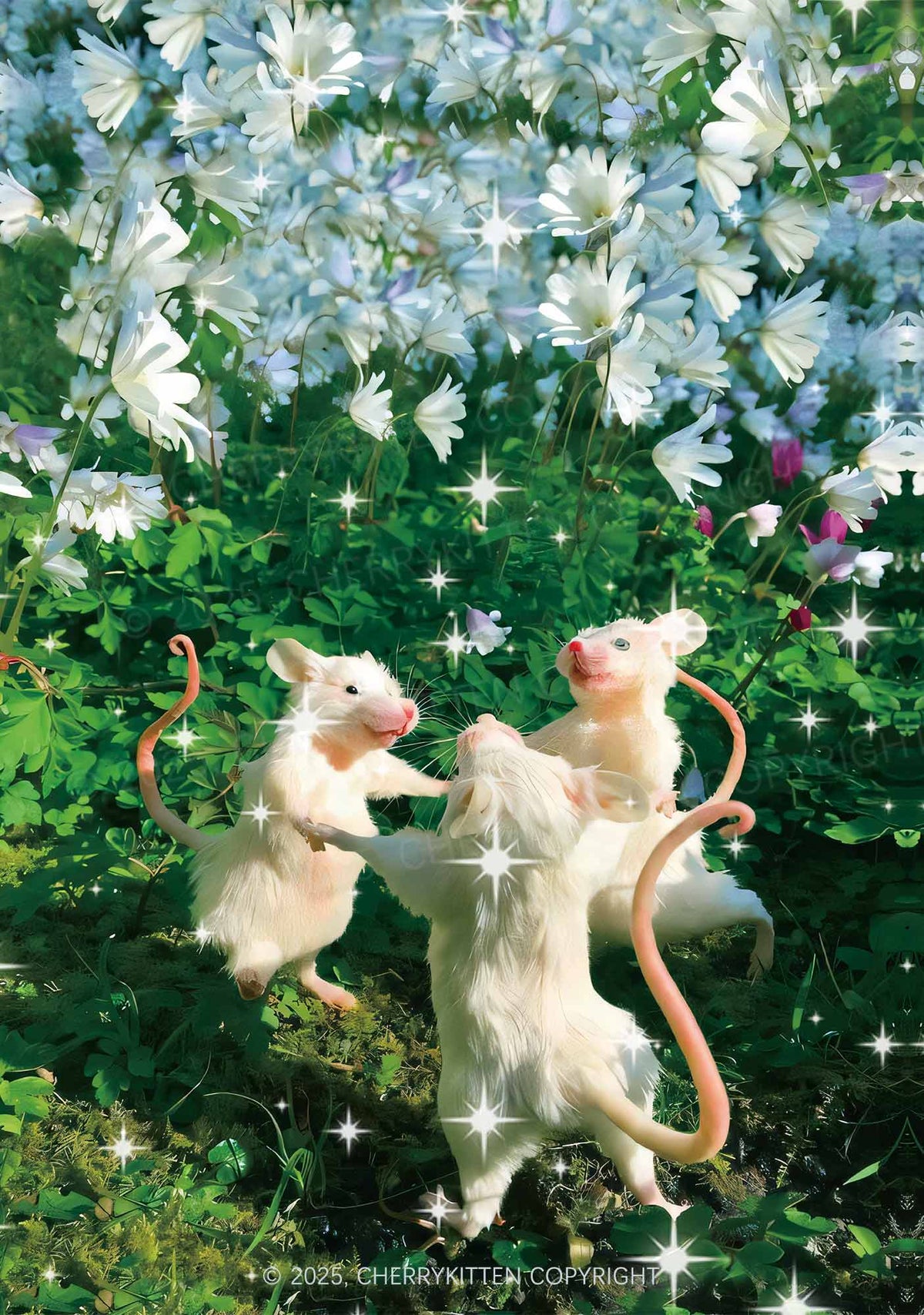 Dancing Rat Y2K Print Slip Dress Cherrykitten Art by OhStuffinell Taxidermy