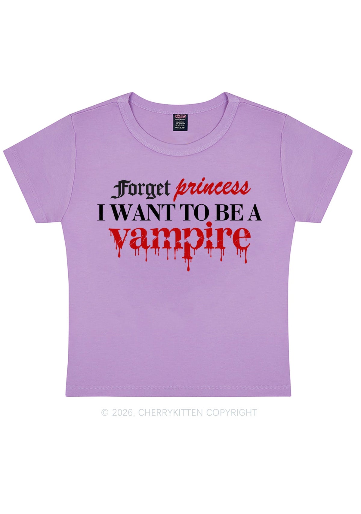 Halloween Want To Be Vampire Y2K Baby Tee Cherrykitten