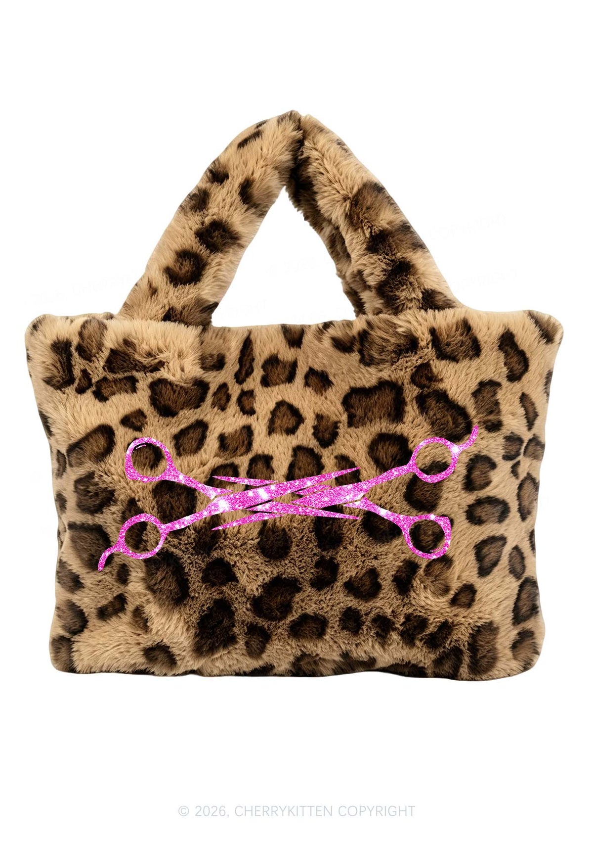 Glitter Scissors Y2K Plush Leopard Handbag Cherrykitten