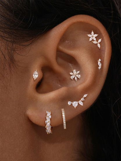KOSINER Marquise 14K Solid Gold Marquise Curved Flat Back Stud