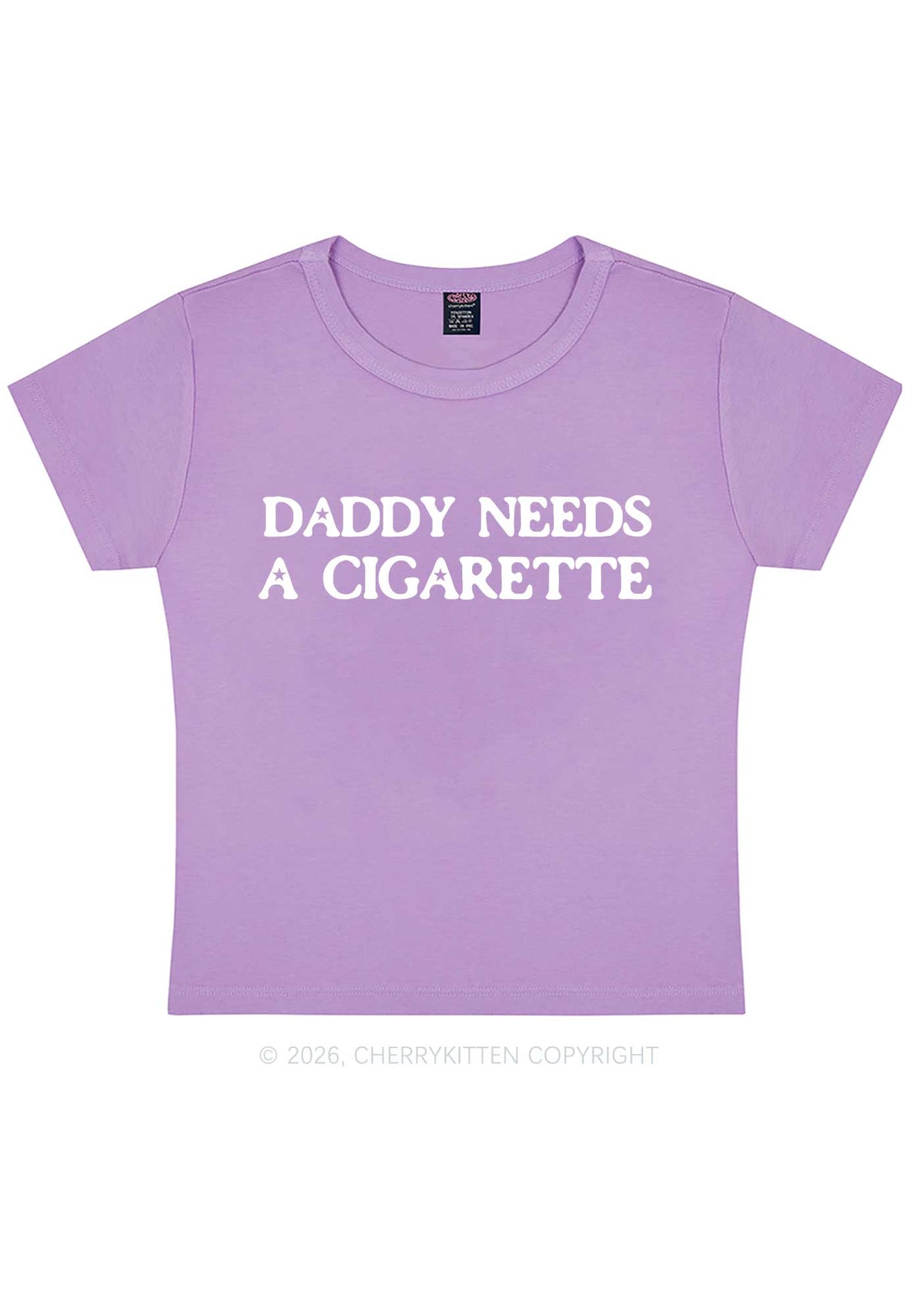 Daddy Needs A Cigarette Y2K Baby Tee Cherrykitten