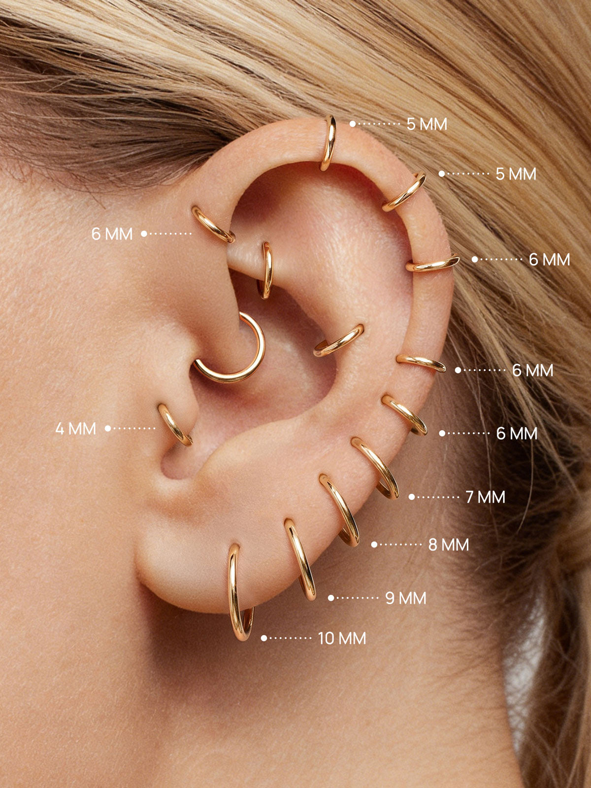 KOSINER 14K Solid Gold 16G (1.2mm) Hoop