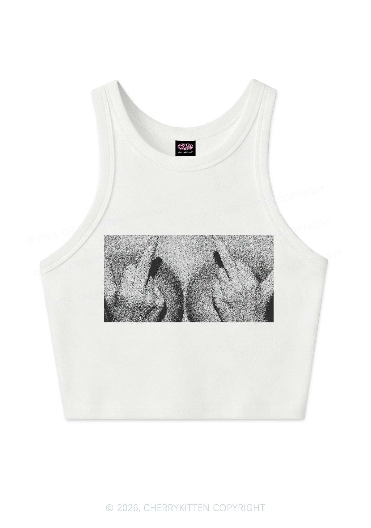 Middle Finger Bxxbs Y2K Crop Tank Top Cherrykitten