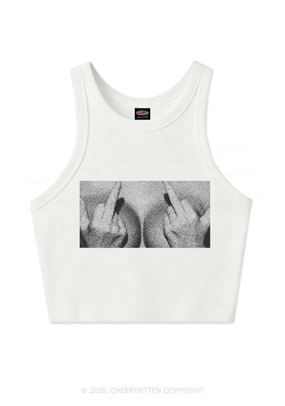 Middle Finger Bxxbs Y2K Crop Tank Top Cherrykitten