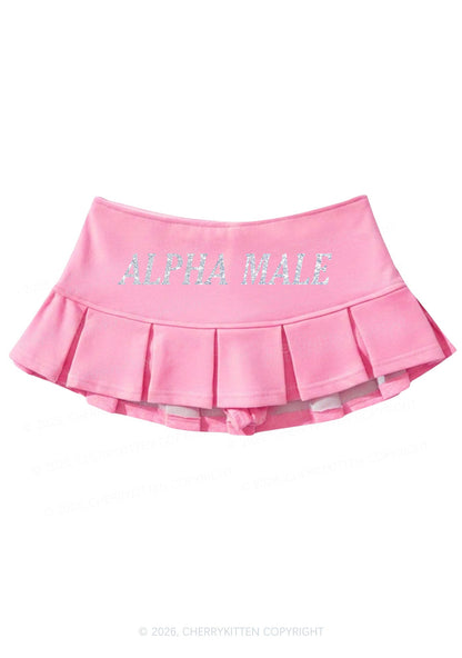 Glitter Alpha Male Y2K Mini Pleated Skirts Cherrykitten
