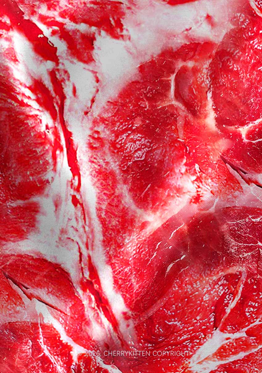 Beef Steak Texture Y2K Print Square Bandana Cherrykitten