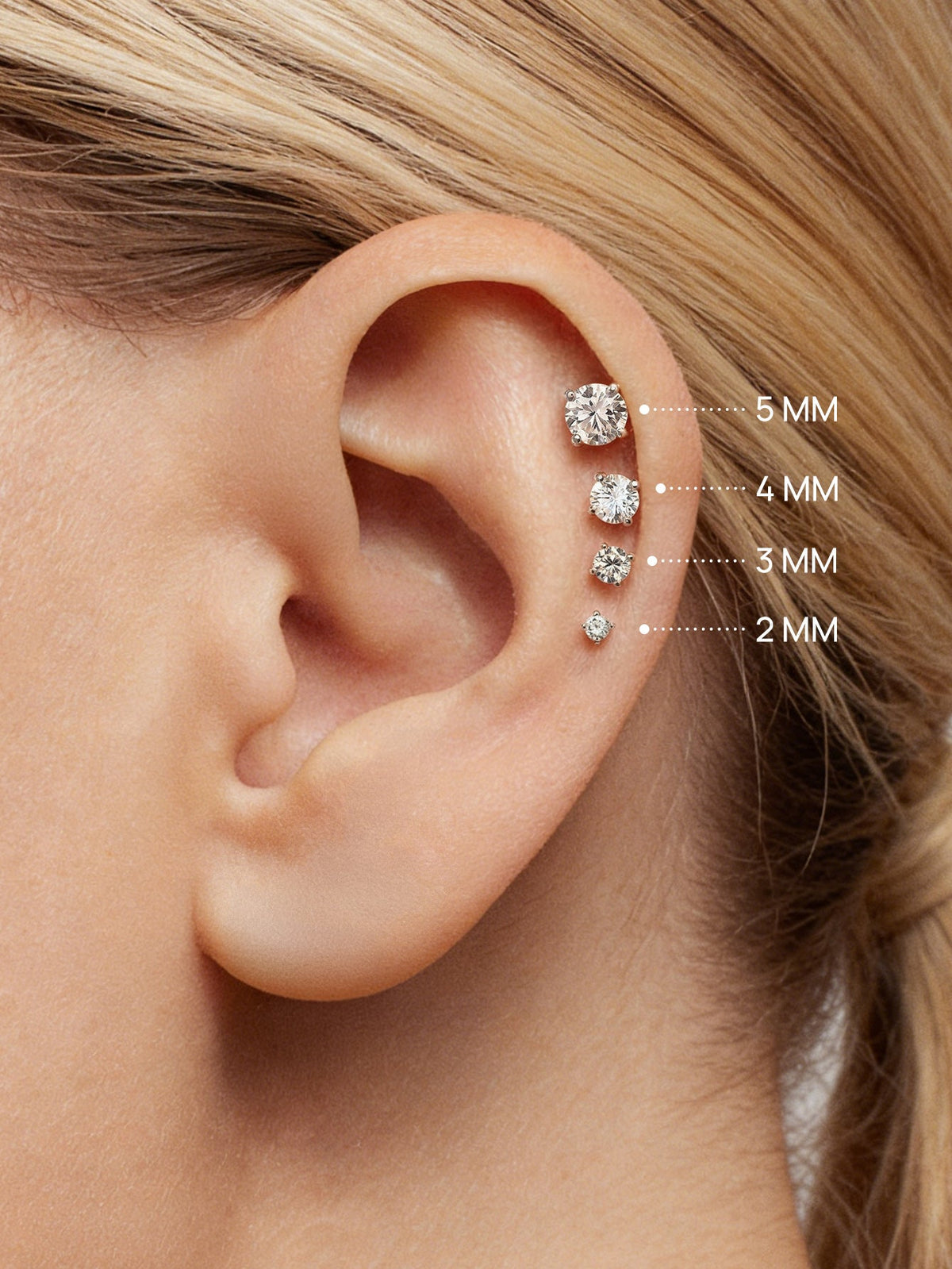 KOSINER 14K Solid Gold Minimalist 4MM Flat Back Stud