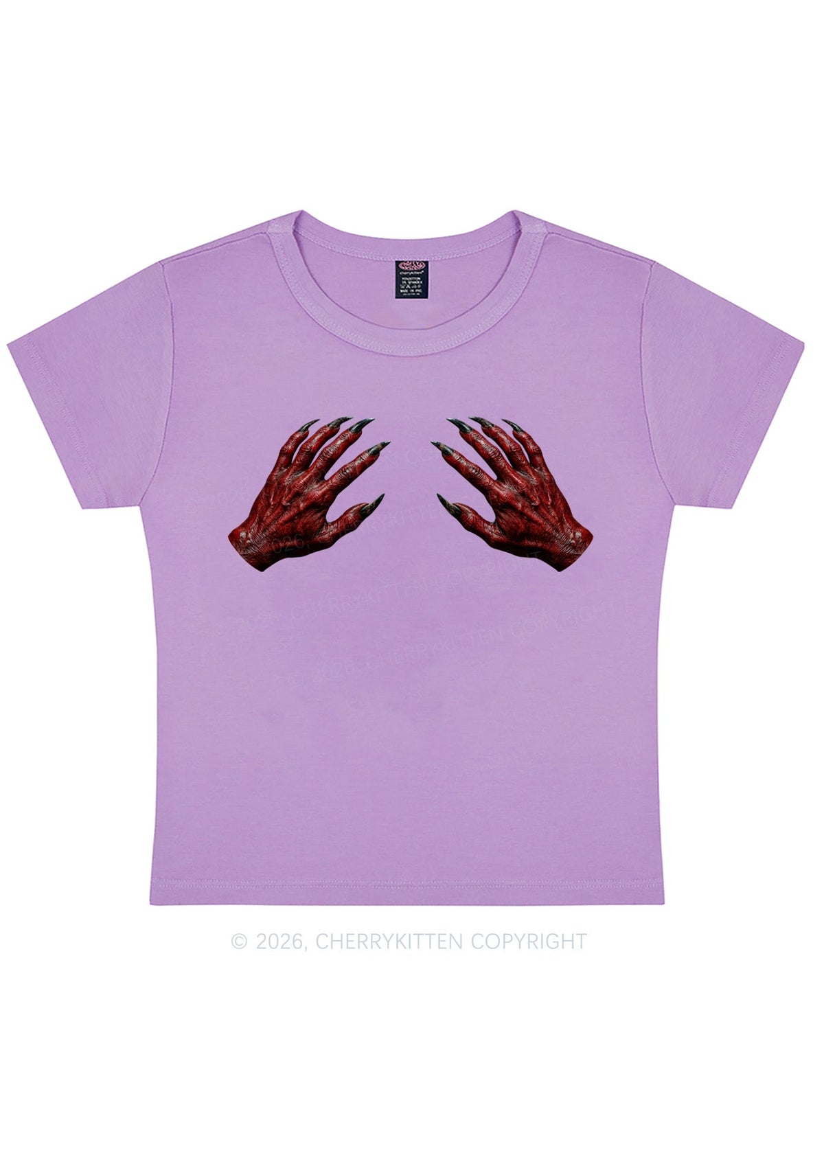 Halloween Satan Hands Y2K Baby Tee Cherrykitten