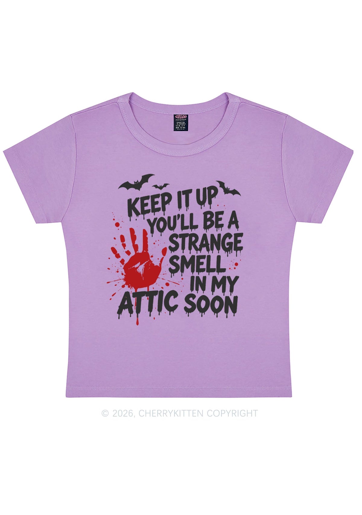 Halloween Strange Smell In My Attic Y2K Baby Tee Cherrykitten