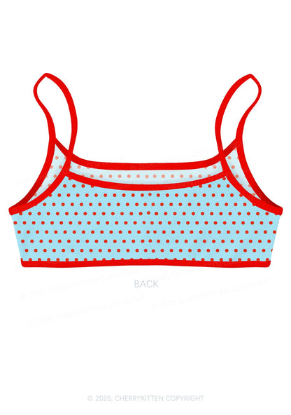 Red Dots On Blue Y2K Print Super Crop Cami Cherrykitten