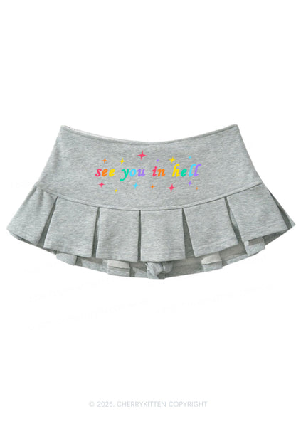 See You In Hell Pride Y2K Mini Pleated Skirts Cherrykitten